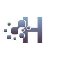 H Initial Letter Logo Design with Digital Pixels vector