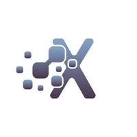 X Initial Letter Logo Design with Digital Pixels vector