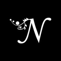 Vector initial letter N florish typography logo design