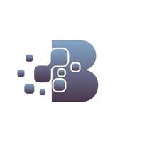 B Initial Letter Logo Design with Digital Pixels vector