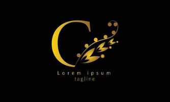 Vector initial letter C florish typography logo design