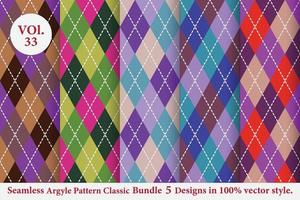 Argyle classic Pattern vector Bundle 5 designs Traditional,Fabric texture background