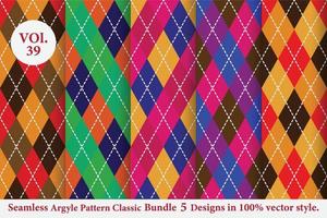 Argyle classic Pattern vector Bundle 5 designs Traditional,Fabric texture background