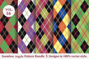 Argyle Pattern Bundle 5 designs,Argyle vector,geometric, background,wrapping paper,Fabric texture,Classic Knitted,plaid vector