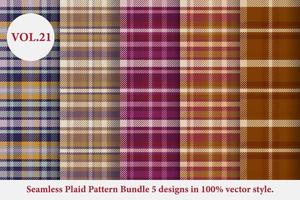 Plaid Pattern Bundle 5 designs Buffalo Vector, Tartan Fabric background wallpaper, Monochrome patterns collection vector