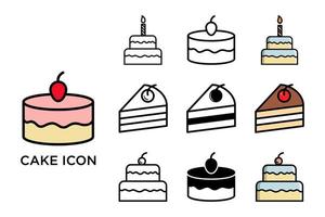 cake icon set vector design template