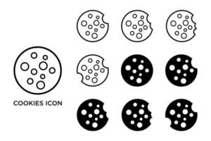 cookies, icono, conjunto, vector, diseño, plantilla vector