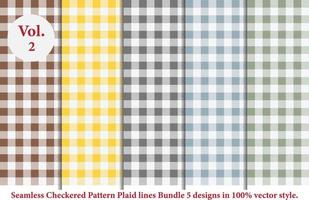 Plaid lines Pattern checkered Bundle 5 Designs Argyle vector,tartan,Tartan seamless fabric texture in retro style abstract vector