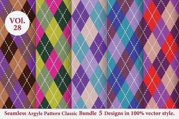 Argyle classic Pattern vector Bundle 5 designs Traditional,Fabric texture background