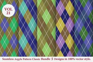 Argyle patrón clásico vector paquete 5 diseños tradicional, fondo de textura de tela