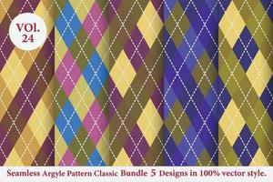 Argyle patrón clásico vector paquete 5 diseños tradicional, fondo de textura de tela