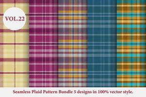 Plaid Pattern Bundle 5 designs Buffalo Vector, Tartan Fabric background wallpaper, Monochrome patterns collection vector