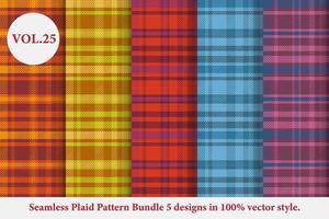 Plaid Pattern Bundle 5 designs Buffalo Vector, Tartan Fabric background wallpaper, Monochrome patterns collection vector