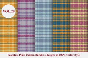 Plaid Pattern Bundle 5 designs Buffalo Vector, Tartan Fabric background wallpaper, Monochrome patterns collection vector