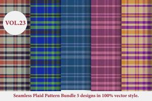 Plaid Pattern Bundle 5 designs Buffalo Vector, Tartan Fabric background wallpaper, Monochrome patterns collection vector