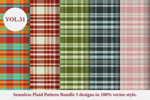 Plaid Pattern Bundle 5 designs Buffalo Vector, Tartan Fabric background wallpaper, Monochrome patterns collection vector