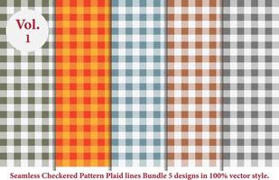 Plaid lines Pattern checkered Bundle 5 Designs Argyle vector,tartan,Tartan seamless fabric texture in retro style abstract