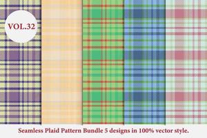 Plaid Pattern Bundle 5 designs Buffalo Vector, Tartan Fabric background wallpaper, Monochrome patterns collection vector