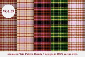 Plaid Pattern Bundle 5 designs Buffalo Vector, Tartan Fabric background wallpaper, Monochrome patterns collection vector