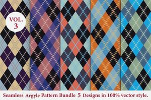 Argyle Pattern Bundle 5 designs,Argyle vector,geometric, background,wrapping paper,Fabric texture,Classic Knitted,plaid vector