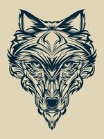 ilustración de cabeza de lobo ornamental vector