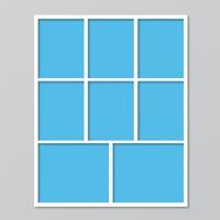 Frame photo collage. Mood board vector illustration. Timeline for photographers. Cover for blog boards, websites, banners, posters. Mockup for storyboards, presentations, etc.