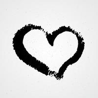 corazón pintado a mano sobre fondo blanco. forma de grunge de corazón. trazo de pincel con textura negra. signo del día de San Valentín. símbolo de amor. fácil de editar elemento vectorial de diseño. vector