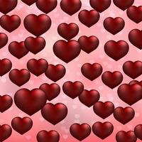 Confeti de corazones rojos realista sobre fondo degradado rosa brillante. Ilustración de vector de día de San Valentín. plantilla de diseño fácil de editar.