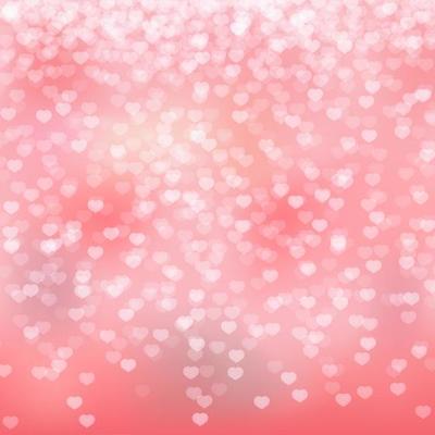 Pink hearts confetti background. Valentine s day shiny greeting card backdrop. Romantic vector illustration. Easy to edit design template.