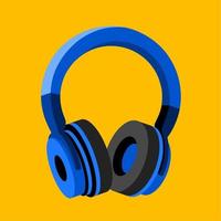 Illustration of blue headphone. Headset and technology for listening to music. Headphone vector icon
