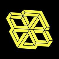 Impossible optical illusion shapes. Escher paradox. Optical art objects. Impossible figures. Line art. vector