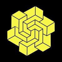 Impossible object. Optical illusion shapes. 3d illustration. Geometric figures. Escher paradox. vector