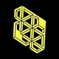 Optical illusion objects. Impossible shapes logo design. Optical art figures. Geometry. Escher style.