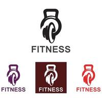 Gym and fitness logo template, dumbbell and barbel style icon vector