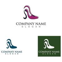 Shoes high woman logo design concept template vector