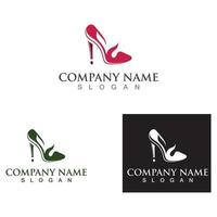 Shoes high woman logo design concept template vector