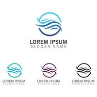 summer water wave logo template, circular sun logo, holiday, beach icon illustration vector