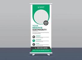 Roll up x stand banner template vector