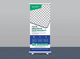 Roll up x stand banner template vector