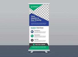 Roll up x stand banner template vector