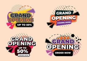 Grand opening label collection vector