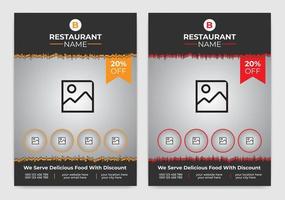 Eye catching, Modern and Professional Restaurant Food flyer Template Design with Hexagon, Rectangle layout Vector