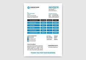 Blue Color Corporate, Business Price reciept template, payment agreement template, Invoice bill template and Invoice document template Design Vector