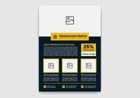 Black and Orange Color Modern, Creative, Eye Catching and Professional Restaurant Food Flyer Template Design with Rectangle Layout vector