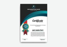 Modern, Creative, Eye Catching and Professional Certificate of appreciation Flyer Template Design with Colorful Shape Vector