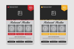 Modern, Creative, Eye Catching and Professional Restaurant Food Flyer Template Design with Rectangle and Triangle Layout Vector