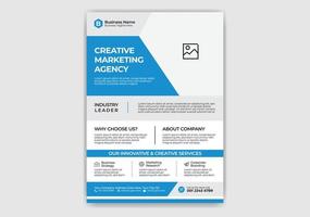 Blue Color Creative, Modern, Eye Catching and Professional Business or Corporate Flyer Template Design with Triangle, Rectangle and Circle Layout Vector