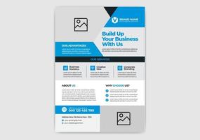 Modern, Creative, Eye catching and Professional Blue Color Corporate and Business flyer Template Design Vector with Triangle, Rectangle, circle Layout