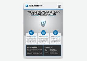 Blue Color Modern, Creative, Eye Catching and Professional Business and Corporate Flyer Template Design Vector with Circle and Rectangle Layout