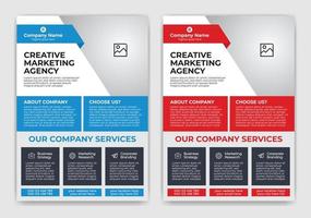 Blue and Red Color Cretaive, Modern, Eye Catching and Professional Business or Corporate Flyer Template Design with Rectangle, Circle and Triangle Layout Vector